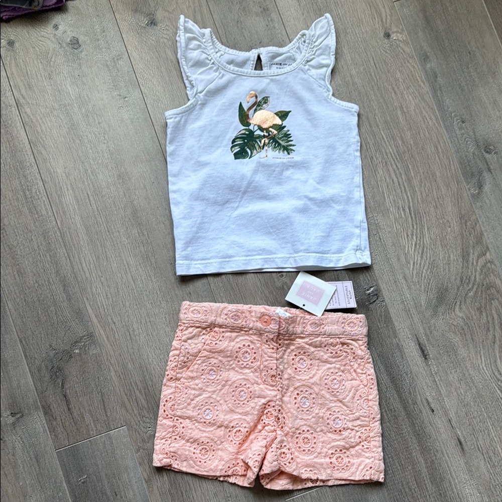 Janie and Jack White Tank Top with Tropical Print